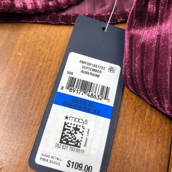 RACHEL ROY Womens Burgundy Short Sleeve V Neck Midi Cocktail Wrap Dress XL A9 - Picture 2 of 2